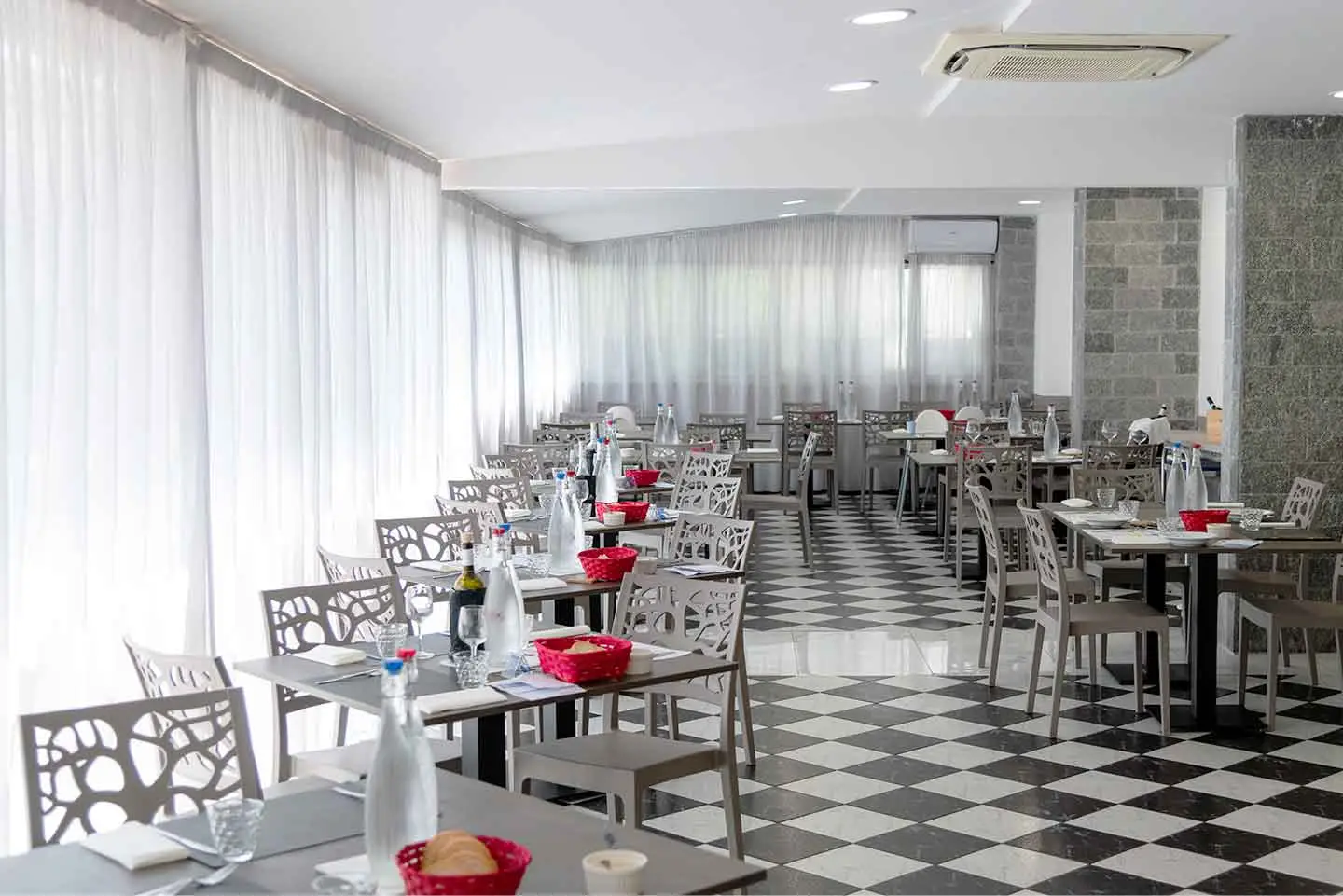 checkered dining room